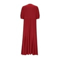 thumbnail image 4 of asdoklhq Dress for Women Fashion Women Summer Casual Round-Neck Short Sleeve Solid Long Dress Wine M, 4 of 6