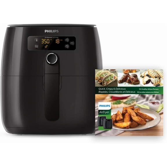 Philips Premium Digital Airfryer with Fat Removal Technology   Recipe Cookbook, 3 qt, Black, HD9741/99