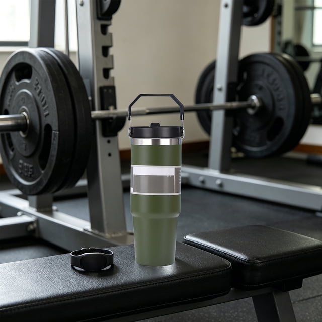 Botella de agua portátil de acero inoxidable aislada con asa, gran capacidad, multicolor, vaso térmico sellado al vacío para bebidas calientes y frías