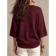 thumbnail image 2 of Casual Loose Round Neck 3/4 Sleeve Knit Basic Batwing Sleeve Design Women's Spring/Autumn Knit Top, 2 of 4