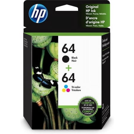 UPC: 0190780812013 | HP 64 Ink Cartridges – Black  Tri-color  2 Cartridges (X4D92AN)