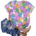 thumbnail image 6 of UngA Easter T-Shirts for Women Happy Bunny Eggs Plaid Leopard Printed Tee Tops Short Sleeve Graphic Easter Shirt Women (Hot Pink,S), 6 of 7