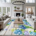 thumbnail image 4 of Blue Hydrangea Area Rug 8x10 Washable Rug Non Slip Rustic Wooden Butterfly Spring Floral Large Area Rug Soft Stainresistant Indoor Floor Carpet for Living Room Bedroom Home Office Dining Room Nursery, 4 of 8