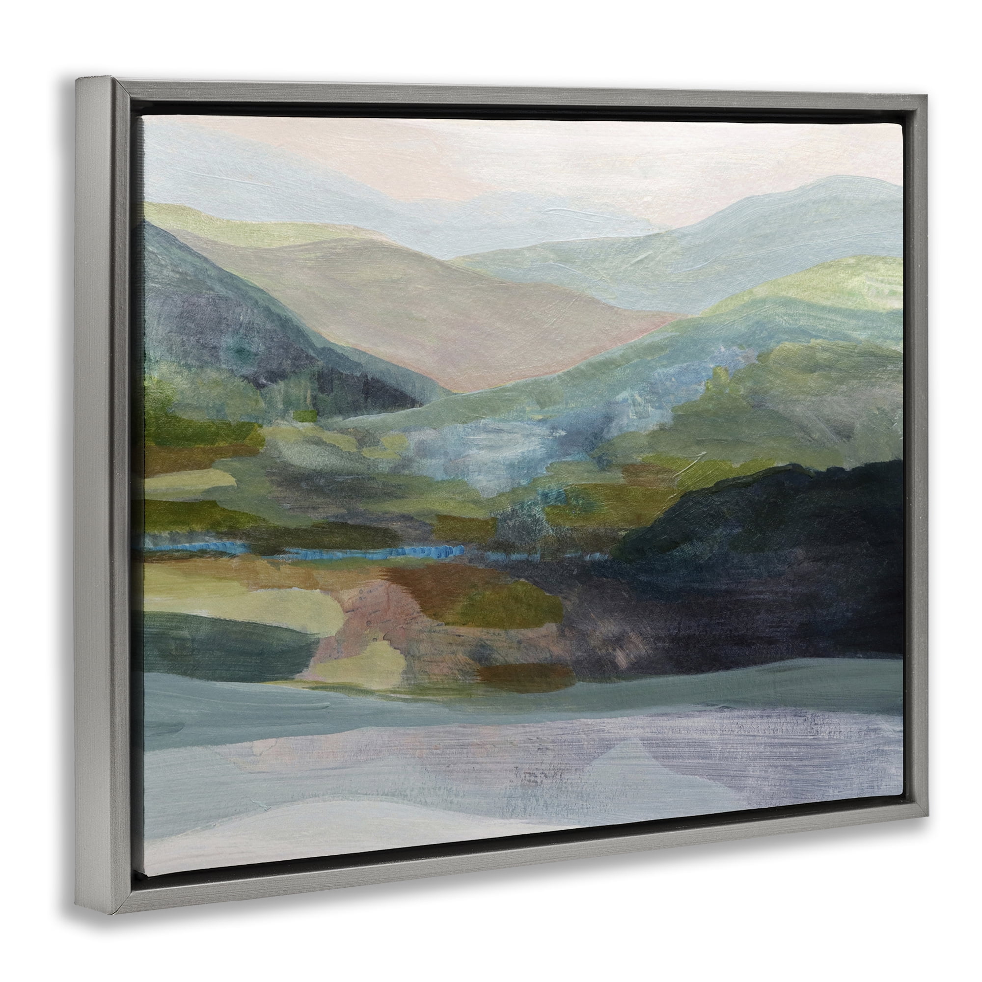 Stupell Industries Misty Morning Mountain Gradient Gray Framed Floater Canvas Wall Art, design by Farren Lee