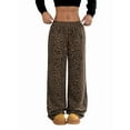 thumbnail image 2 of Pantalones Rectos con Estampado de Leopardo A Cuadros para Mujer, Cintura Elástica, Estilo Y2K, con Bolsillos. Leopardo Profundo XL, 2 of 10