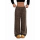 thumbnail image 2 of Pantalones Rectos con Estampado de Leopardo A Cuadros para Mujer, Cintura Elástica, Estilo Y2K, con Bolsillos. Leopardo Profundo M, 2 of 10