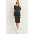 thumbnail image 3 of Basic Short Sleeve Ruched Maternity Bodycon Dress, 3 of 5