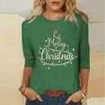 thumbnail image 2 of Bcresic Christmas Shirts for Women Glitter Light Up Xmas Tree Print 3/4 Sleeve Tops Cotton Crewneck Pullover Blouse Cute Classic Basic Tee Shirt Christmas Holiday Gifts Tunic Tshirt,#03_Green,Small, 2 of 4