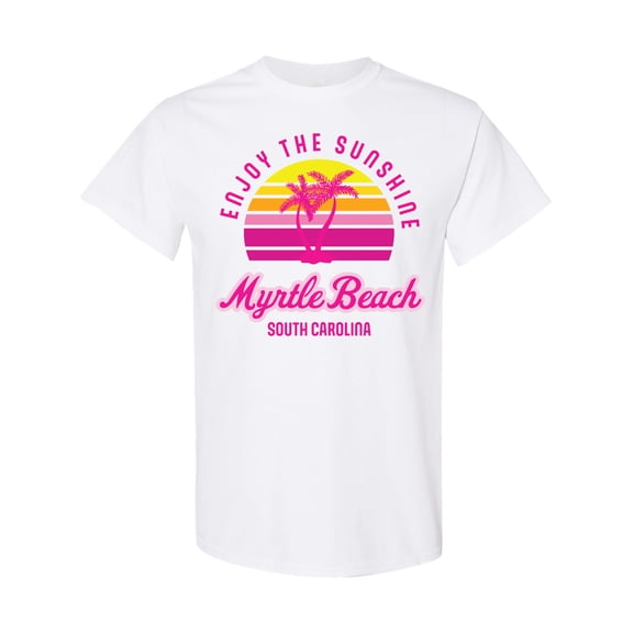 Inktastic Summer Enjoy the Sunshine Myrtle Beach South Carolina Pink T-Shirt