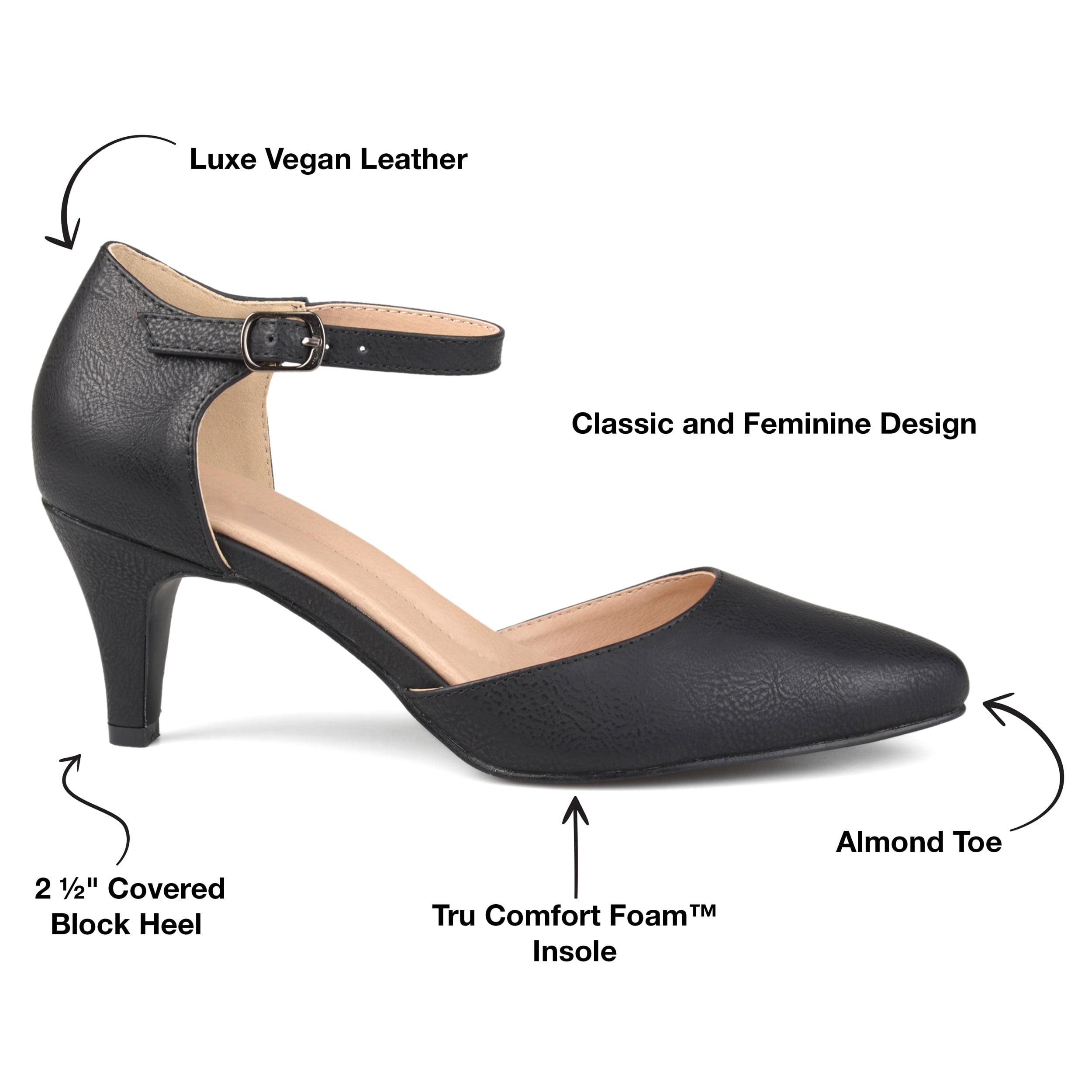 Journee Womens Bettie Almond Toe Mid Heel Pumps, Widths Available
