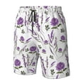 thumbnail image 6 of Uemuo Lavender Flowers Pattern Men's Swim Trunks Hawaiian Beach Bathing Suit Swimsuits Beach Quick-Dry Shorts with Pockets-Small, 6 of 9
