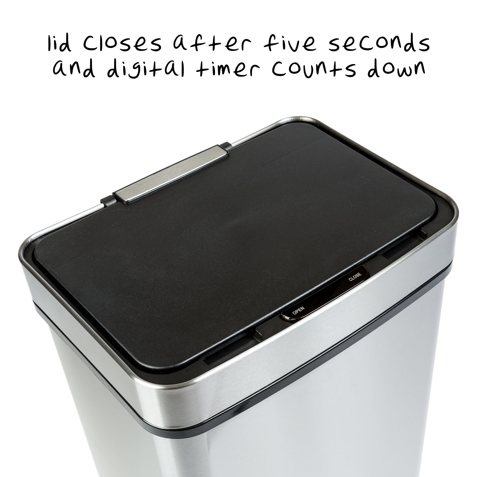 Honey-Can-Do 13.2 gal Silver Stainless Steel Touchless Sensor Automatic Touchless Trash Can