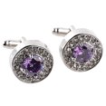 thumbnail image 1 of 1 Paire de Boutons de Manchette Classiques en Alliage avec Strass Boutons de Manchette Ronds, 1 of 9
