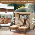 thumbnail image 6 of Costway Kids Double Chaise Lounge Patio Lounge Chair with Cup Holders & Awning Brown, 6 of 10