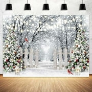 Winter Backdrop, Snow Forest Photography Background, Snowy Landscape Photo Background for Family Christmas Party Photoshoot Decorations, Winter Christmas Holiday Photo Background Photo Props,10X6ft