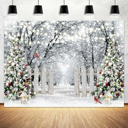 Image of Winter Backdrop Snow Forest Photography Background Snowy Landscape Photo Background for Family Christmas Party Photoshoot Decorations Winter Christmas Holiday Photo Background Photo Props 8X6ft
