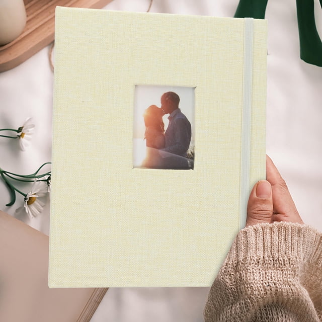 IFANLANDOR 1Pack Postcard Album Cotton Linen for Family Photos in Khaki