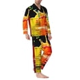 thumbnail image 2 of Susaid Vibrant Color Splash Print Men's Long Sleeve Pajama Set, Two-Piece Button-Down Loungewear PJs Set, Comfortable Sleepwear for Relaxation-X-Large, 2 of 7