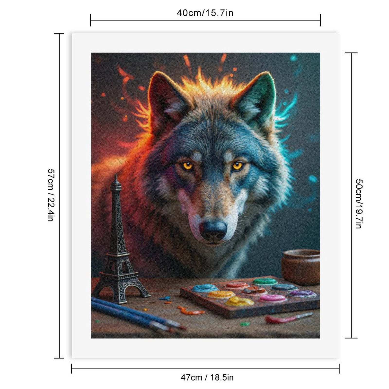 Paint By Numbers Kit for Adults Beginner - Wolf Art Palette Eiffel Night DIY Canvas Painting Kits for Adults, Frameless Paint By Number for Adults for Home Wall Decor 16x20 Inch