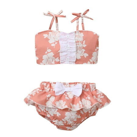 

Toddler Kids Girls Clothes Floral Print Sleeveless Strap Suspenders Top Shorts Casual Beach 2PCS Outfits Set Baby Outfits for Girls