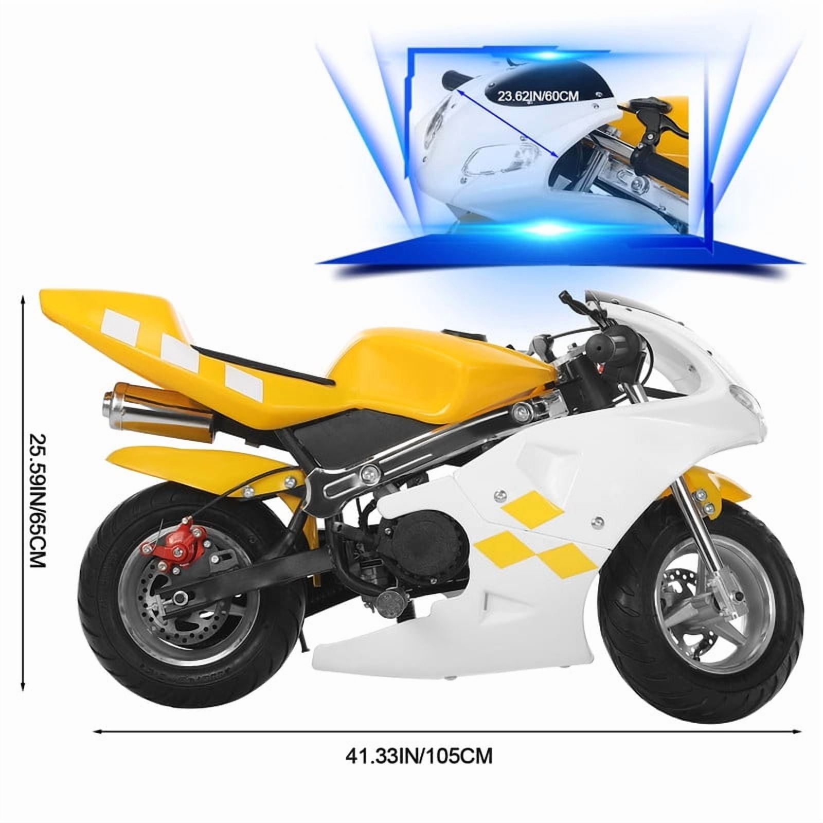 WETS 2-Stroke 49cc Mini Motorcycle for Adults,Pocket Gas Bike with 1.25L Gas Tank,Motorbike with Front Rear Disc Brakes,Motorcycle Pit Bike,Racing Max Speed 20MPH