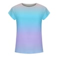 thumbnail image 4 of SDNall Gradient Summer T-Shirts for Women 2024 Casual Gradient Color Short Sleeved T-Shirt Tunic Blouse Tops (Blue,Sizes:S-4XL), 4 of 9