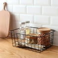 thumbnail image 4 of Hollow Iron Wired Basket, Storage Baskets Metal Basket Without Interlining Bathroom Kitchen Organizer Black, 4 of 7
