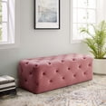 thumbnail image 5 of Tufted Accent Chair Bench, Velvet, Pink, Modern Contemporary Urban Design, Living Lounge Room Hotel Lobby Hospitality, 5 of 9