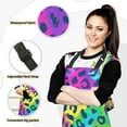 thumbnail image 2 of Rainbow Color Leopard 5 Pcs Kitchen Set Heat Resistant Oven Mitts and Non-Slip Pot Holders with Adjustable Cooking Apron, 2 of 6