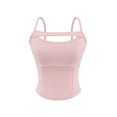 thumbnail image 1 of Camisole pour Femmes, Couleur Unie Col Rond avec Coussin de Soutien-Gorge Intégré, Tissu Polyester, Haut Léger Décontracté, Respirant pour l'Été, Design Ajusté, 1 of 6