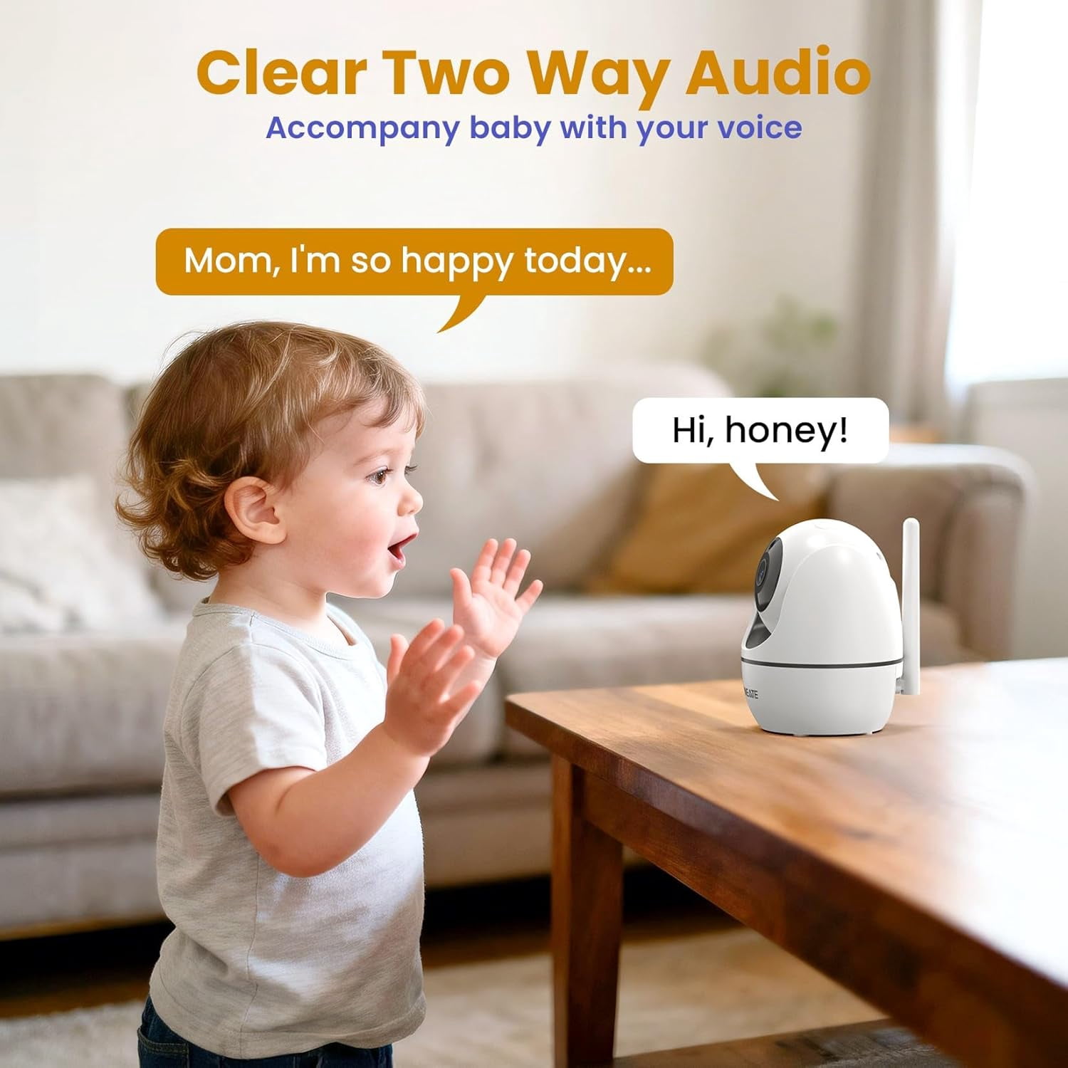 5" HD Video Baby Monitor with Camera and Audio - No WiFi, 48H Battery Life,720P Remote Pan Tilt Zoom, Two-Way Talk, Night Vision, Thermal Room Monitor, Lullabies & White Noise, 1000ft Range