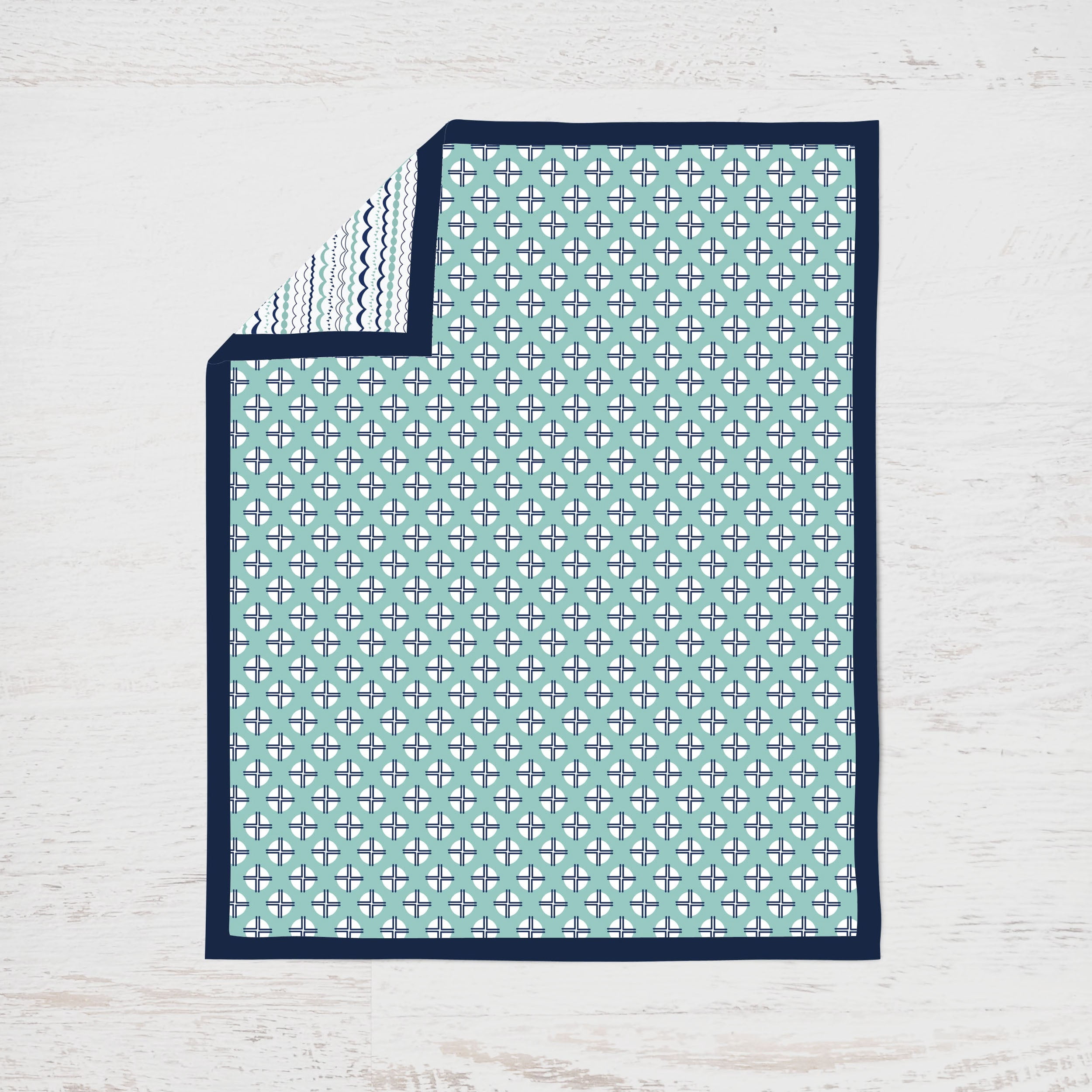 Bacati - Tribal Noah 3-Piece Crib Bedding Set - Mint/Navy Boys