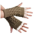 thumbnail image 2 of MSJUHEG Gloves Fingerless Gloves Work Gloves Winter Gloves Women'S Casual Solid Knit Lace Mittens Fingerless Half Knitted Gloves Winter Gloves Men Khaki One Size, 2 of 5