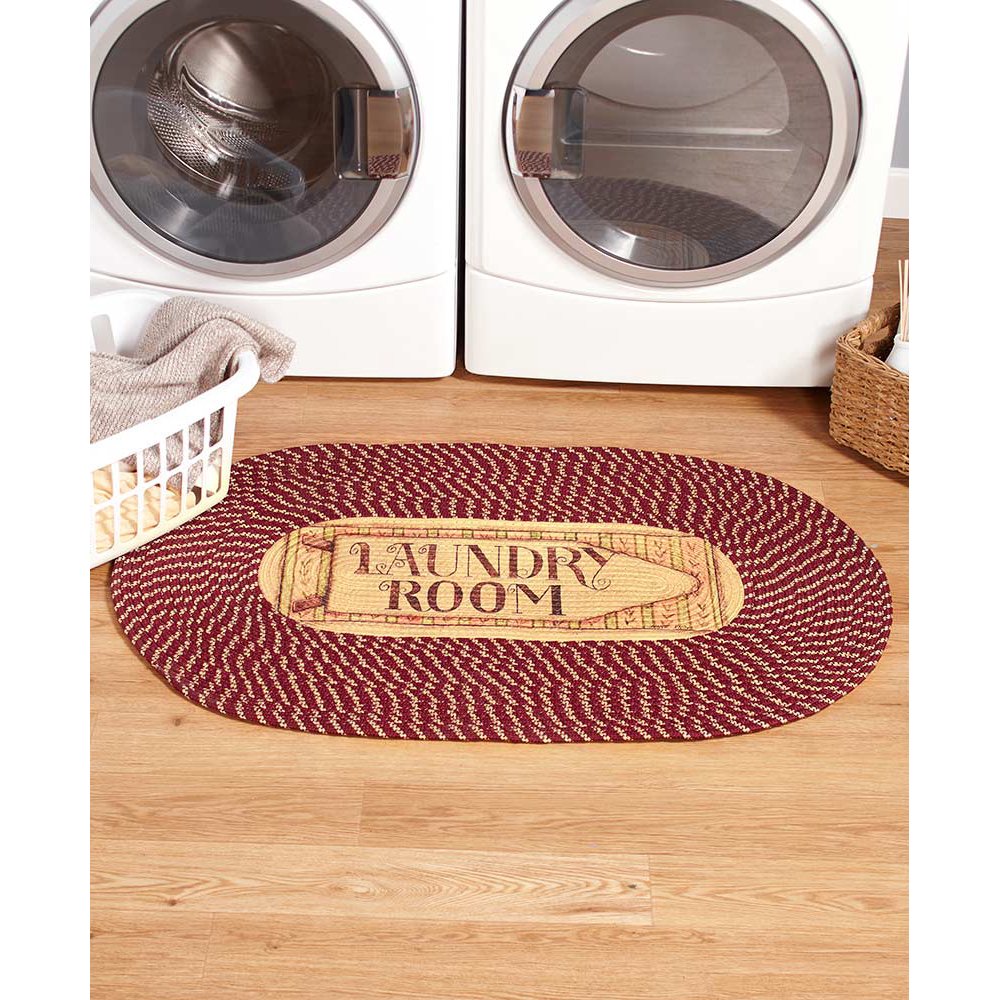 46" Braided Laundry Room Rug Burgundy
