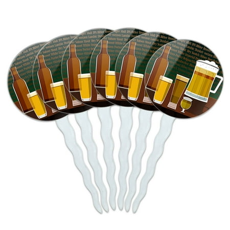 - Beer Glasses Ale Pilsner Stout Lager Cupcake Picks Toppers - Set of 6
