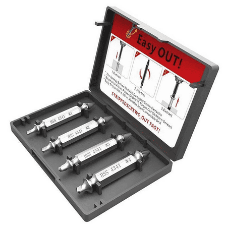 

Homeex 4 in 1 Spiral Extractor Kit Hex Shank Screw Remover 3 sets 4 pack