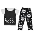 thumbnail image 1 of Trajes de tela de algodón para bebés a la moda, pantalones cortos de algodón transpirables para niños pequeños, pantalones con patrón de Panda, negro, 90cm, 1 of 5