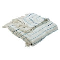 thumbnail image 4 of LR Home Talia Blue/Ivory Striped Lightweight Cotton Blend Embroidered Throw Blanket, 50" x 60", 4 of 11