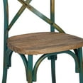 thumbnail image 2 of Industrial Style Wooden and Metal Frame Side Chair Brown and Turquoise - Saltoro Sherpi, 2 of 5