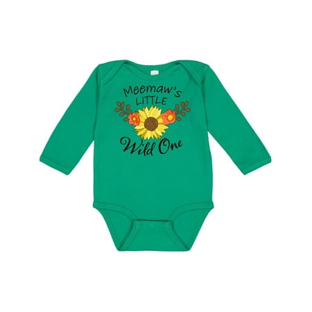 

Inktastic Meemaw s Little Wild 1 with Beautiful Sunflower Gift Baby Boy or Baby Girl Long Sleeve Bodysuit