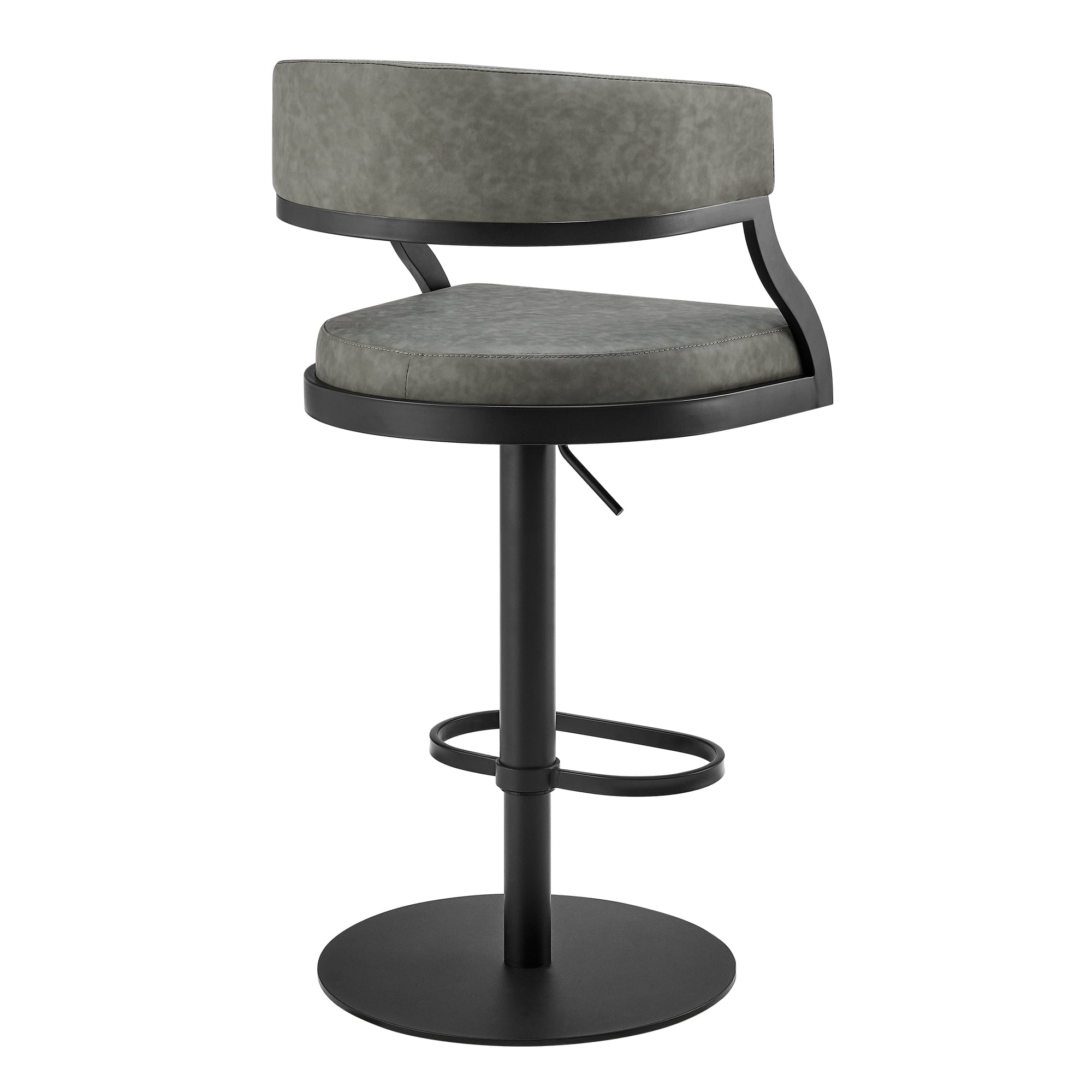 Callie Modern Retro Swivel Metal Adjustable Height Barstool With Faux Leather Seat
