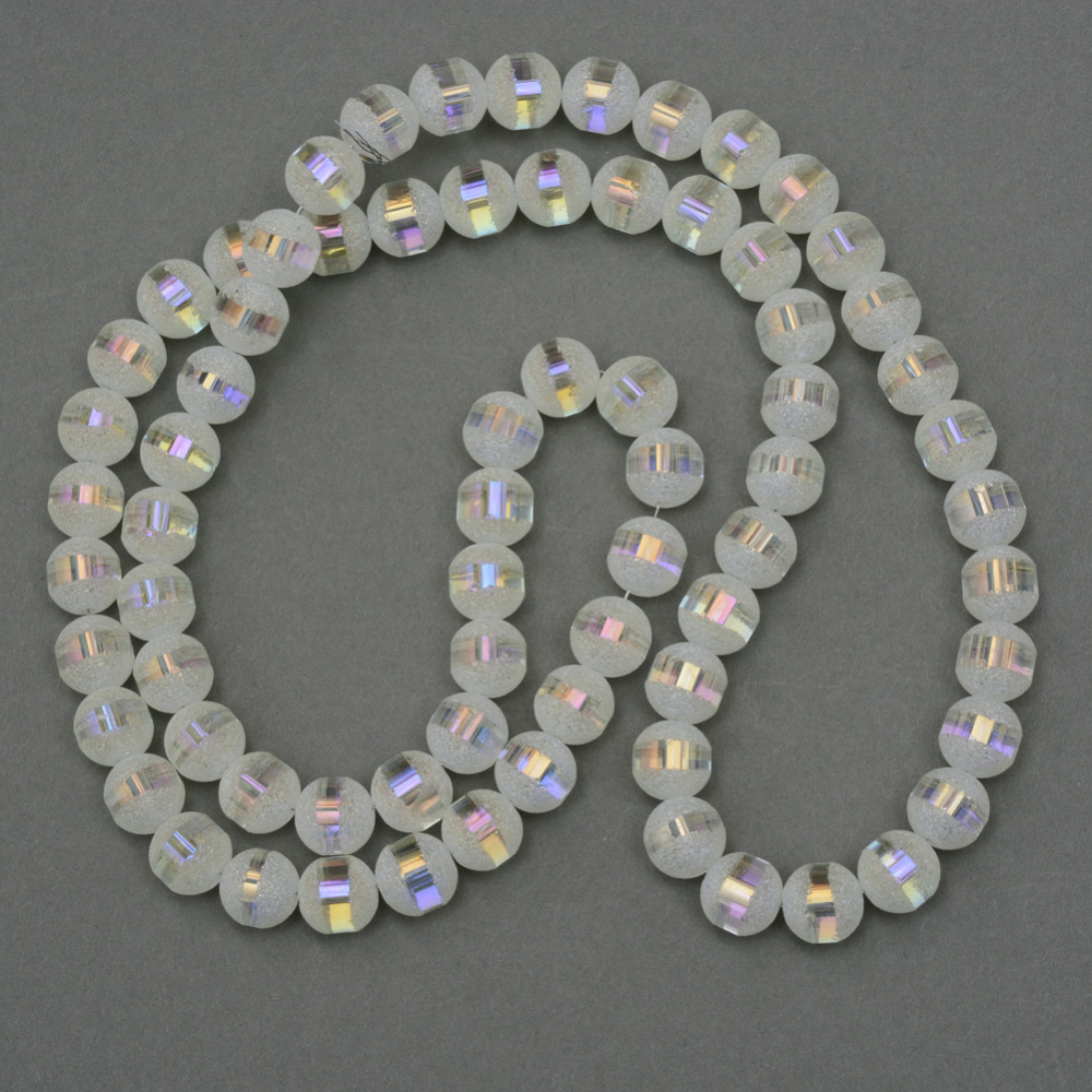 10strands Electroplate Glass Bead Strands Frosted AB color Round Light Goldenrod Yellow 8mm Hole: 1.5mm
