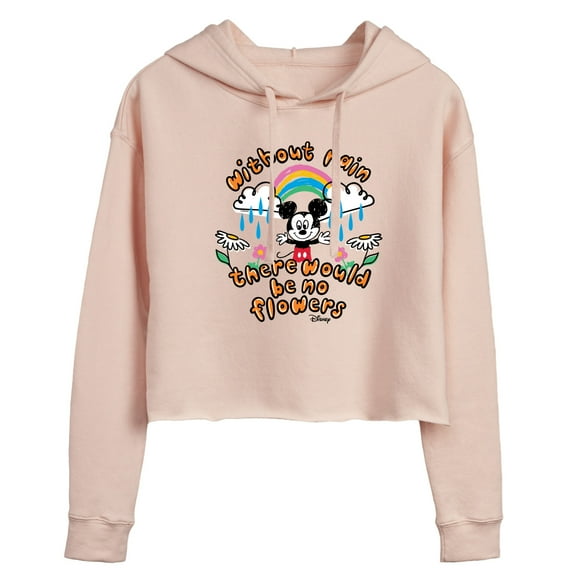 Disney - Mickey Mouse - Without Rain There Would Be No Flowers - Juniors Cropped Pullover Hoodie
