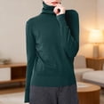 thumbnail image 2 of TGPMGRZ Turtleneck Tops for Women Lightweight Long Sleeve Stretch Soft Ribbed Knit Sweater Casual Basic Slim Fitted Pullover, Green M, 2 of 4