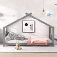 thumbnail image 2 of Bed Frame Twin Size House Bed Wood Bed, Gray(OLD SKU:WF282521AAE), 2 of 8