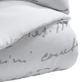 thumbnail image 3 of Benjara BM227610 Ensemble de Couette Très Grand en Tissu 3 Pcs avec Imprimé Script, Blanc & Gris, 3 of 5