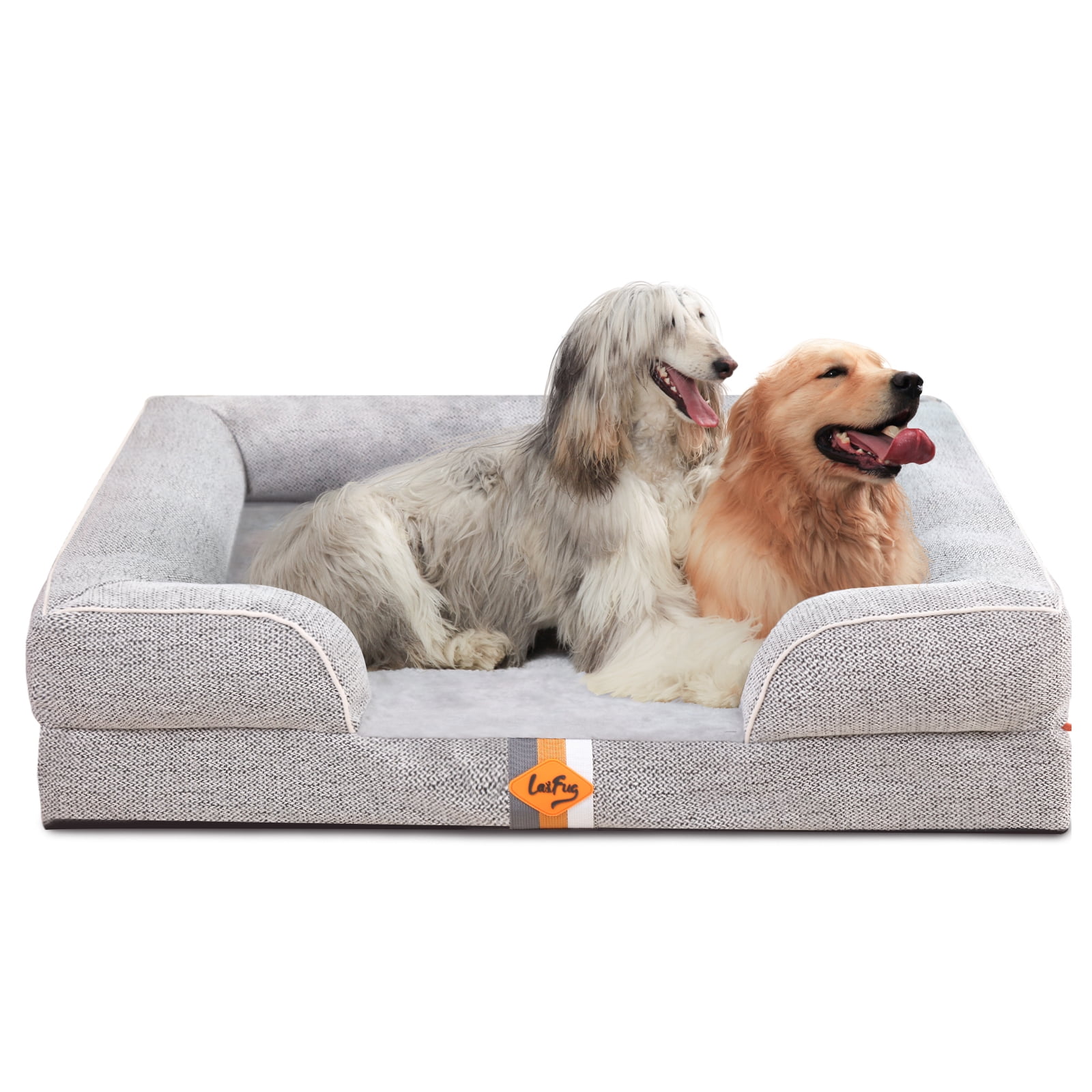 Laifug Orthopedic Premium Memory Foam Dog Bed, Dog Sofa with Washable and Removable Suede Cover, Waterproof Liner and Non-Slip Bottom