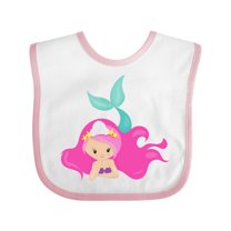 Inktastic Cute Mermaid, Pink Hair, Little Mermaid, Starfish Girls Baby Bib