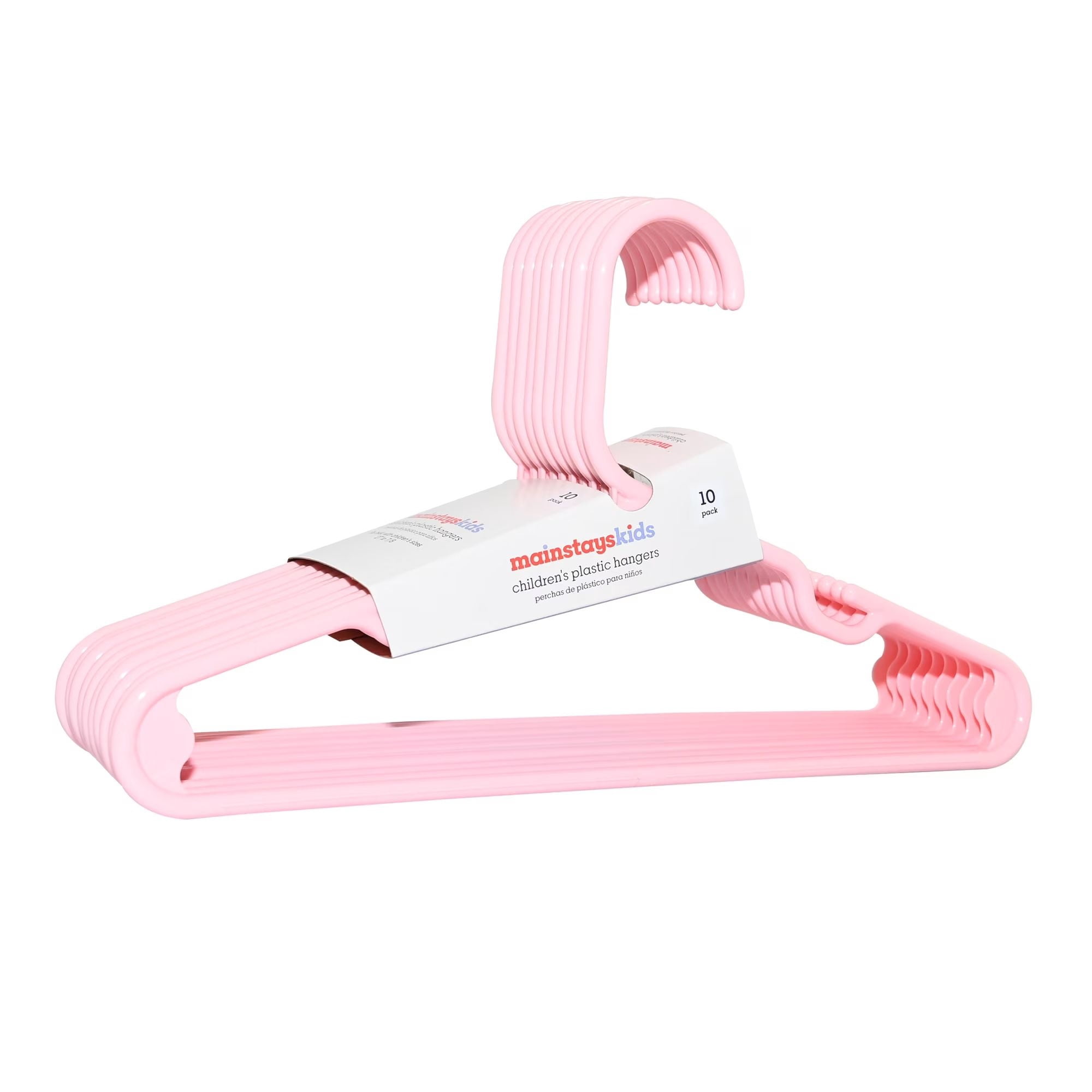 Mainstays Kids Pink Plastic Childrens Clothing Hangers, 10 Pack