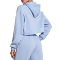 thumbnail image 4 of Arvbitana Women Teen Girls Cropped Hoodies Solid Color Drawstring Hooded Pullovers Long Sleeve Casual Workout Short Sweatshirts Fashion Tops, 4 of 5